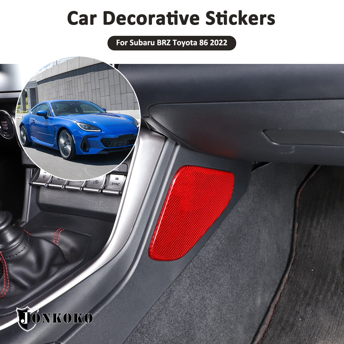 Red Real Carbon Fiber Interior Center Console Trim Set Kit For Subaru BRZ 22+ 51