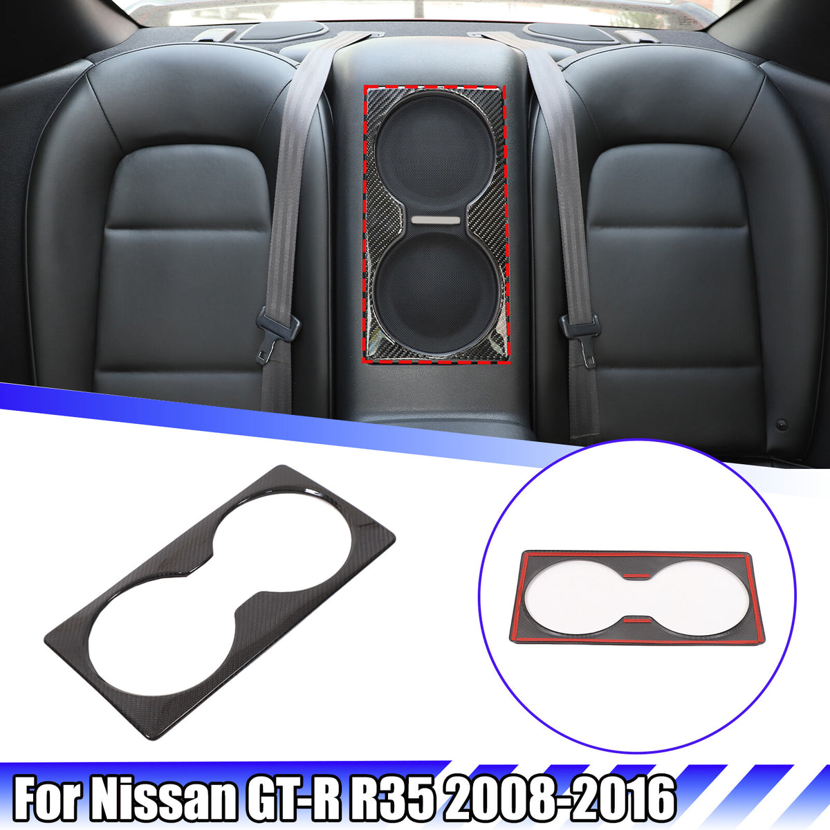 Real Carbon Fiber Rear Seat Audio Speaker Panel Trim For Nissan GTR R35 2008-16 1