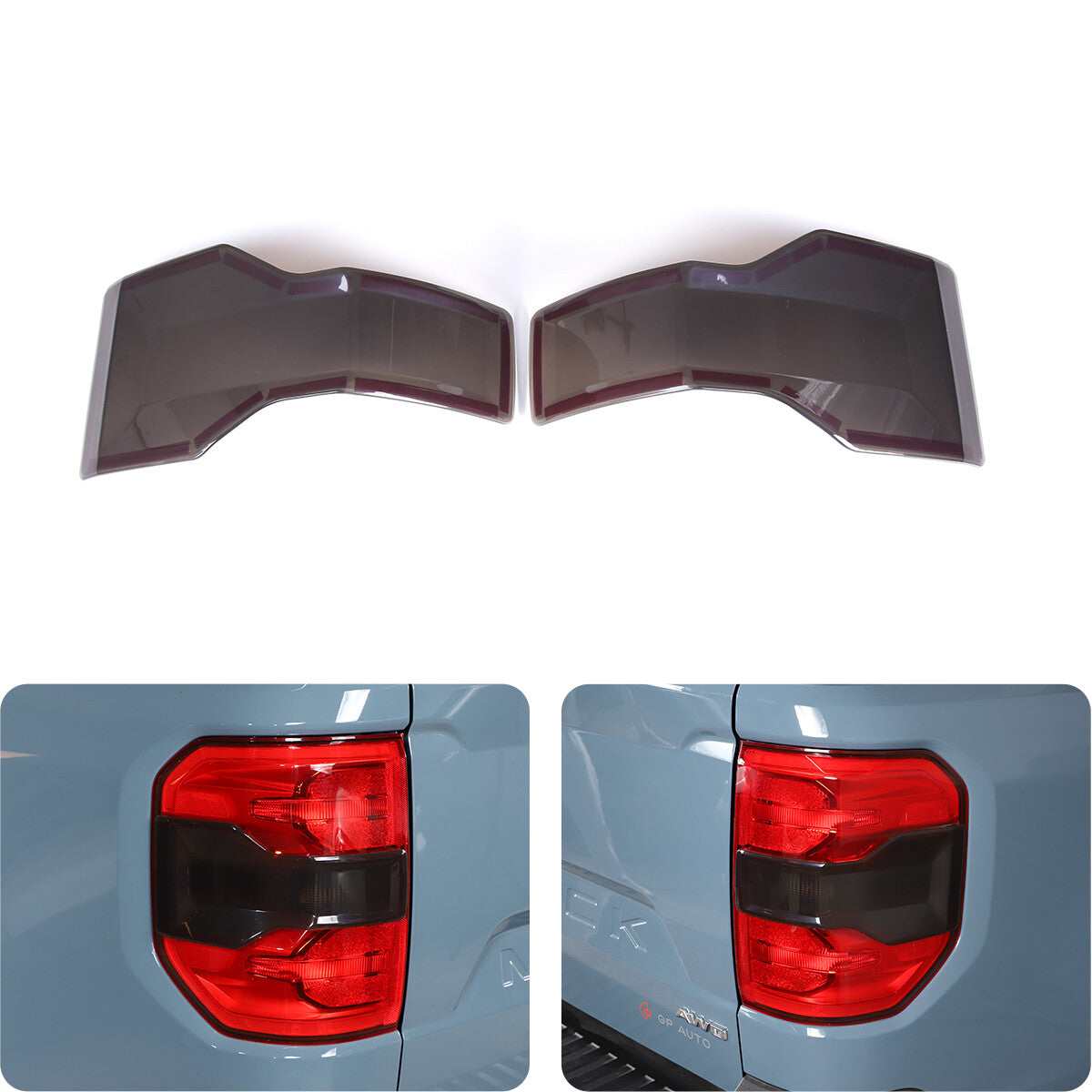 Smoked Black Front Rear Tail Light Emblem Cover Trim For Ford Maverick 2022-2024 39