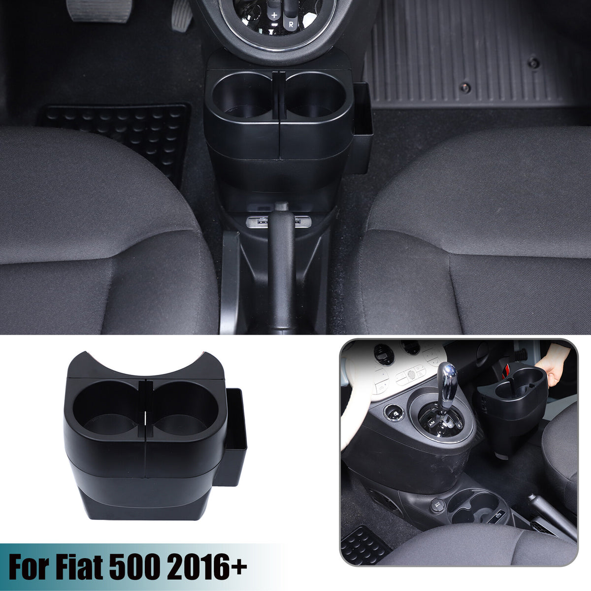 Center Lower Cup Storage Box Organizer Tray For Fiat 500 Abarth 595 695 2016+ 2