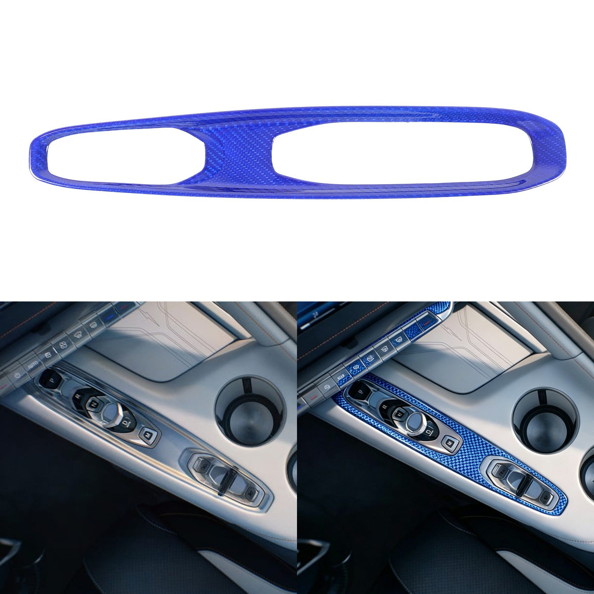 Blue Real Carbon Fiber Gear Shift Indicator Trim For Corvette C8 2026+ 13