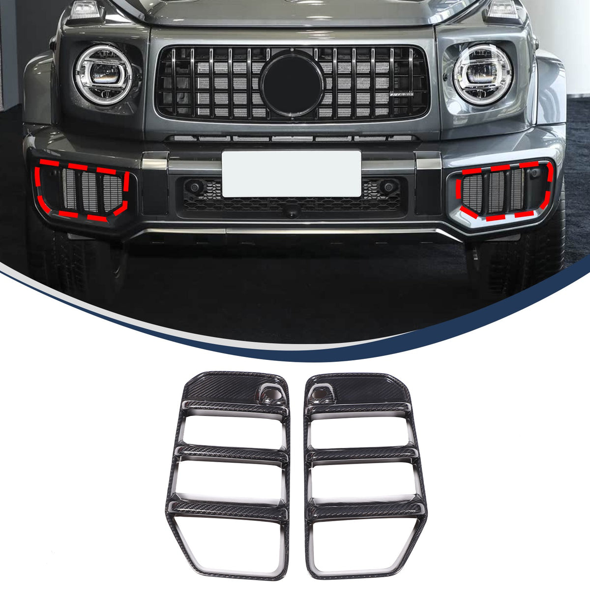 Real Carbon Fiber Front Bumper Air Intake Grille Trim Set For Benz G63 W465 25+ 6