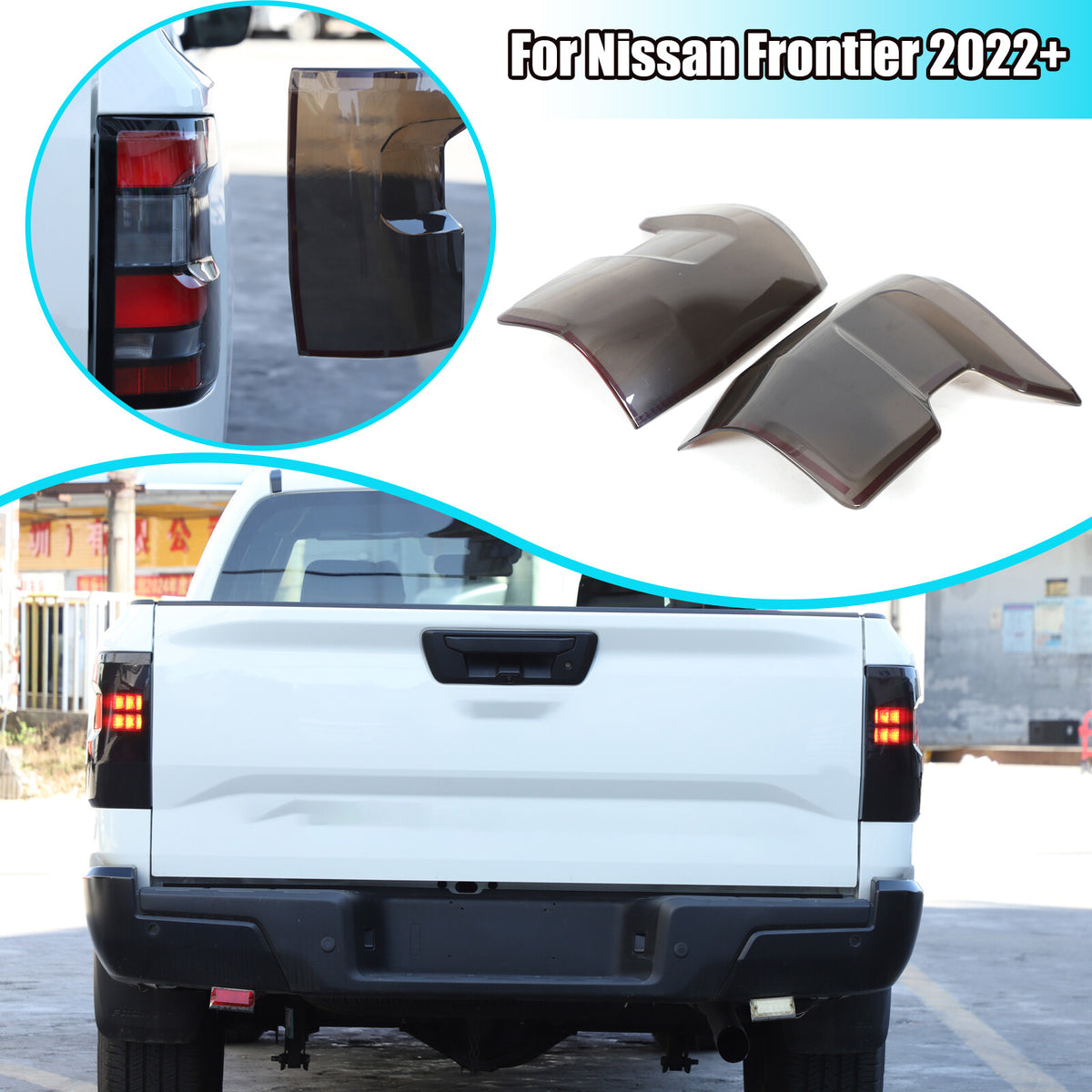 Smoked Black Rear Tail Light Lamp Cover Trim For Nissan Frontier 2022+ US 2