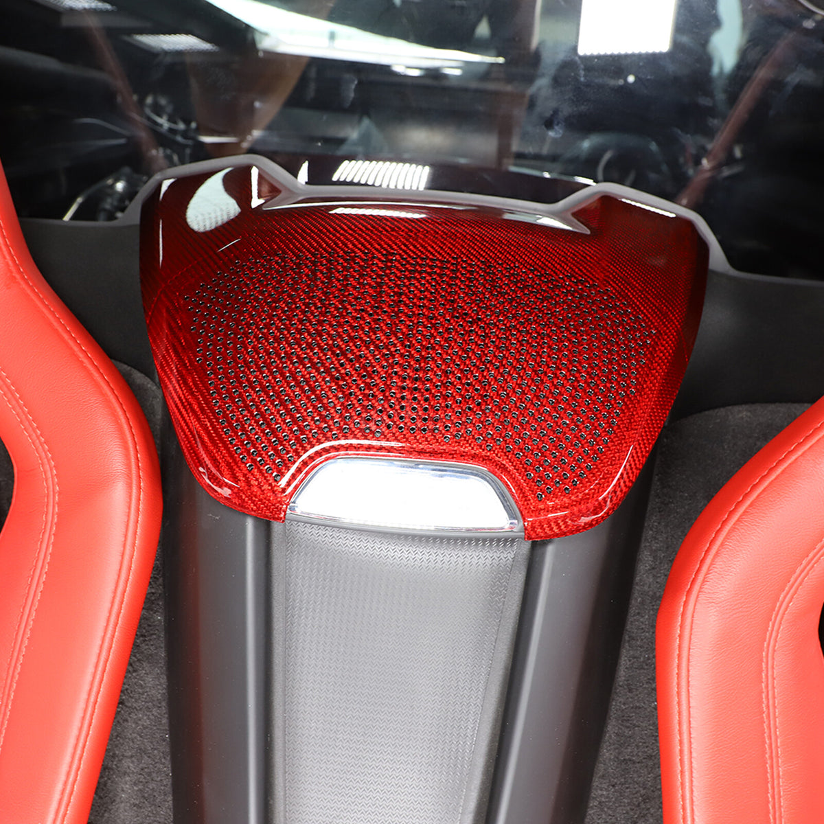 Red Real Carbon Fiber Full Interior Set Decor Trim Kit for Corvette C8 20-25 - Styles 56-60 55