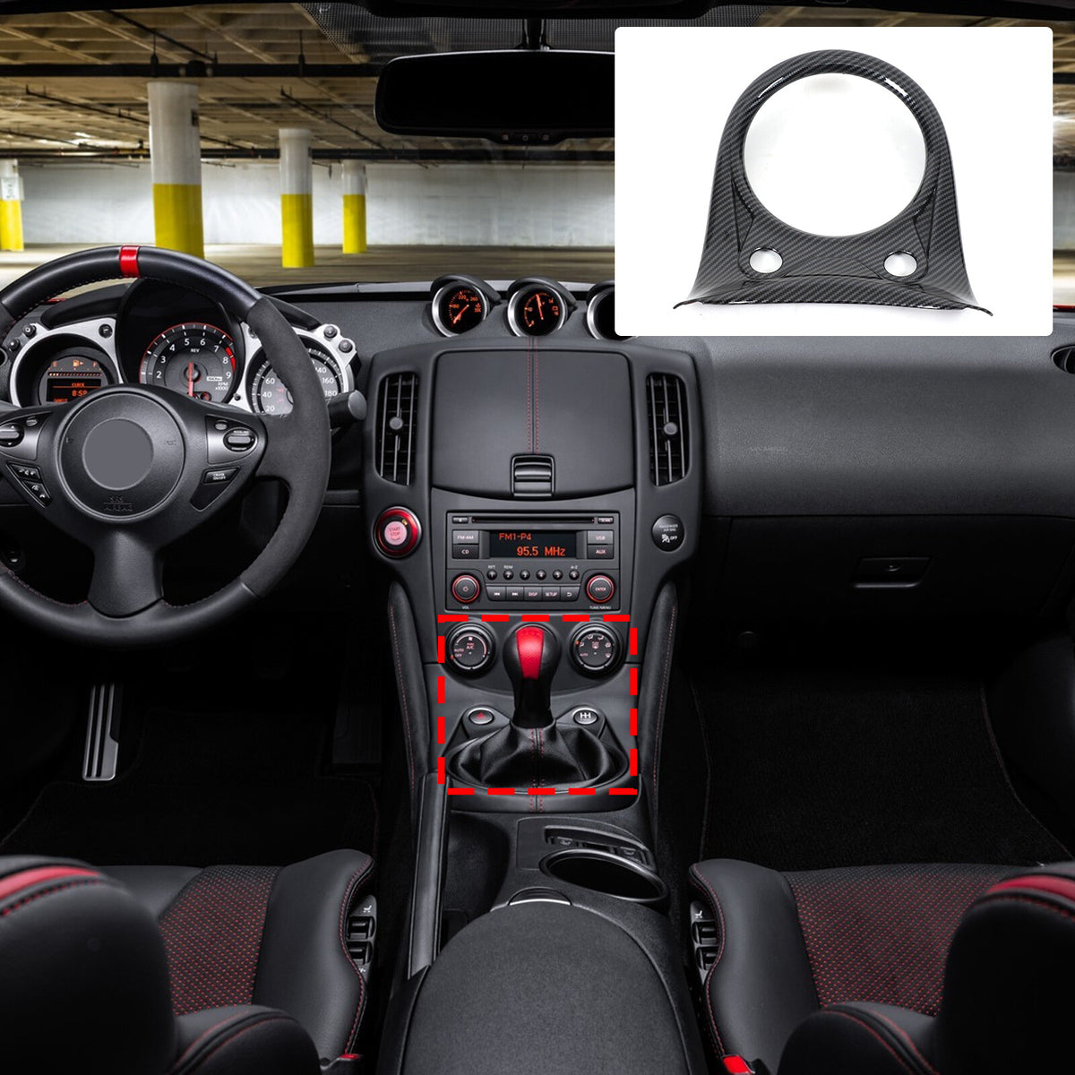 ABS Carbon Center Gear Shift Panel trim Cover For Nissan 370Z Z34 MT 09-20 US 8