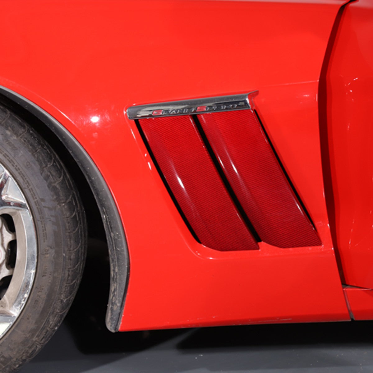 Red Real Carbon Fiber Side Fender Vents Panel Trim Kit For Corvette C6 2005-2013 11