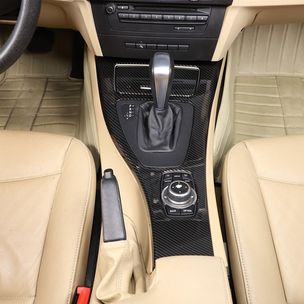 Fit for BMW E90 E92 E93 2008-2012 Carbon Fiber Center Console Gear Shift Cover 6