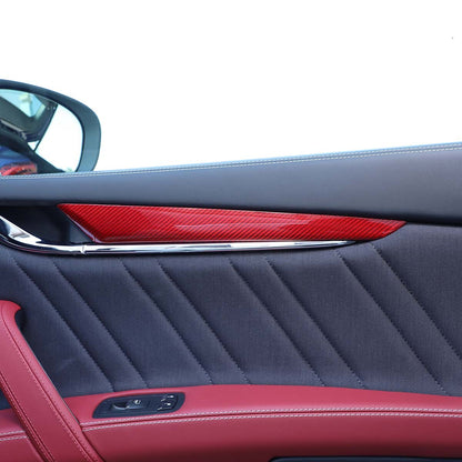 Red Carbon Fiber Inner Door Panel Trim Cover Strip For Maserati Ghibli 2014-2021 6