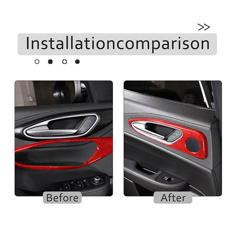 Red Carbon Fiber Style Inner Door Handle Frame Trim For Alfa Romeo Giulia 17-19 9