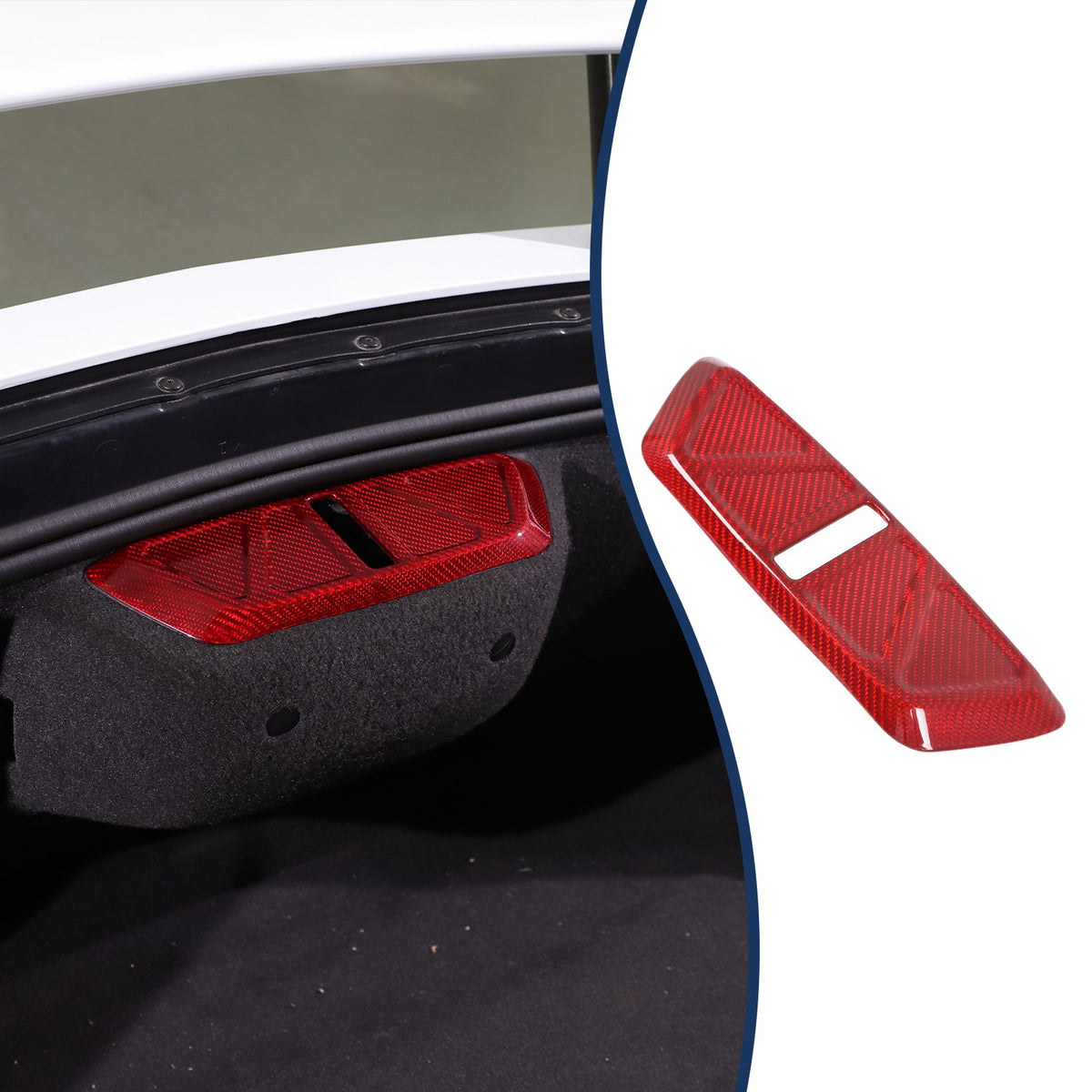 Red Real Carbon Fiber Trunk Latch Base Cover Trim For Corvette C8 2020+ 10