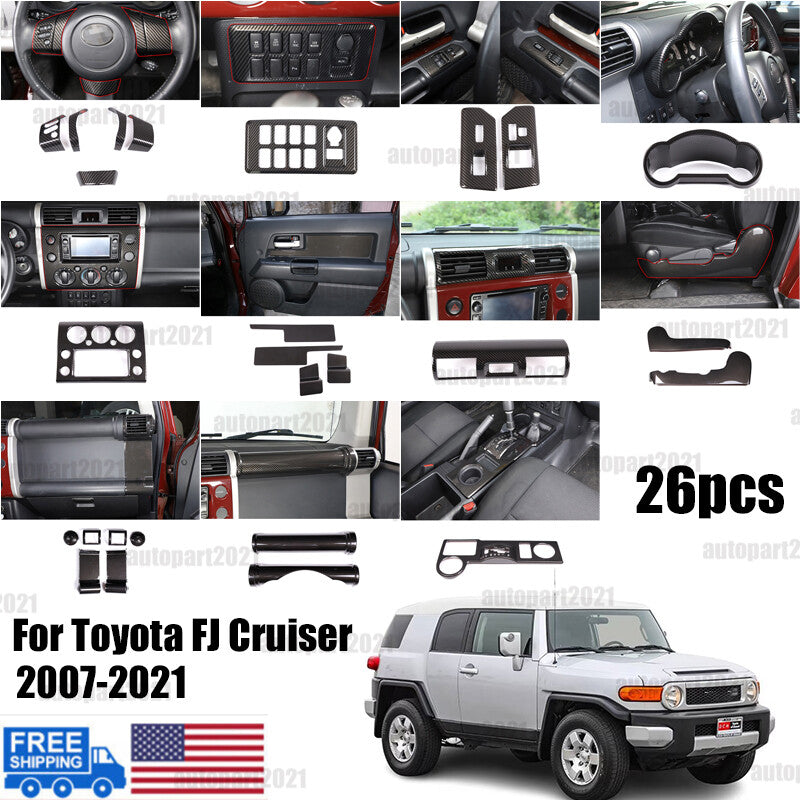 ABS Carbon Fiber Full Interior Center Decoration Trim Kit For FJ Cruiser 2007-21 - Styles 1-5 1