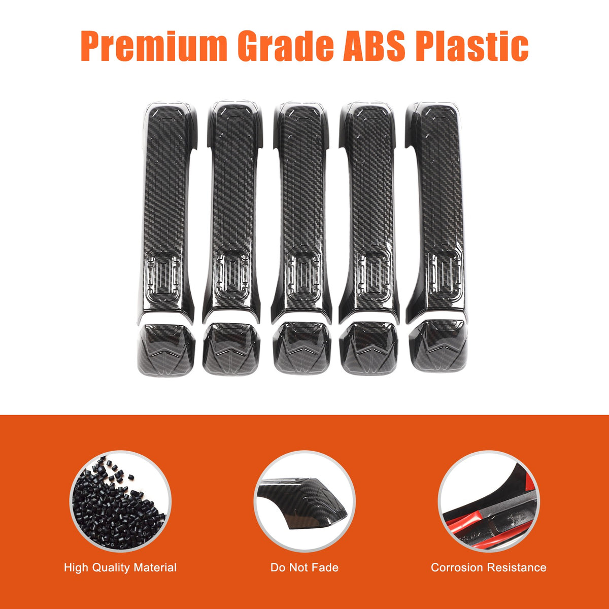 ABS Carbon Fiber Door Handle + Tailgate Cover Trim Bezel For Hummer H3 2005-2009 7