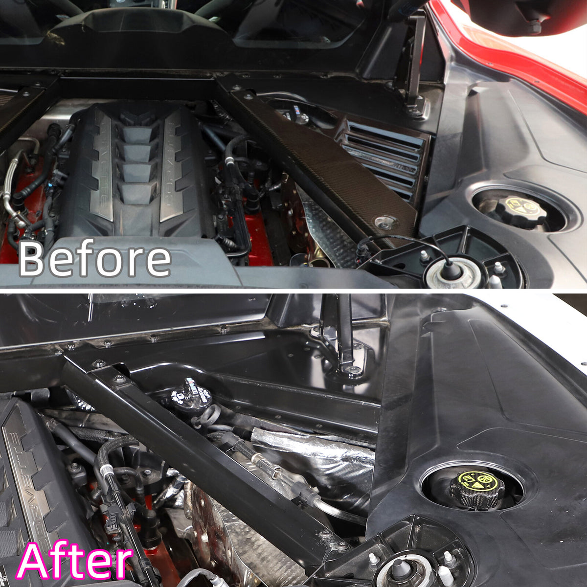 Real Dry Carbon Fiber Engine Bay Tank Panel Cover Frame Trim For Corvette C8 20+ 8