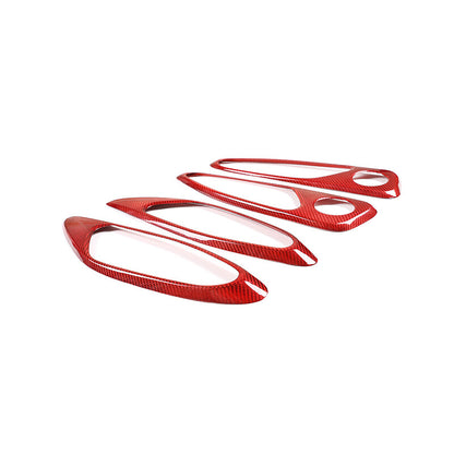 Red Carbon Fiber Style Inner Door Handle Frame Trim For Alfa Romeo Giulia 17-19 3