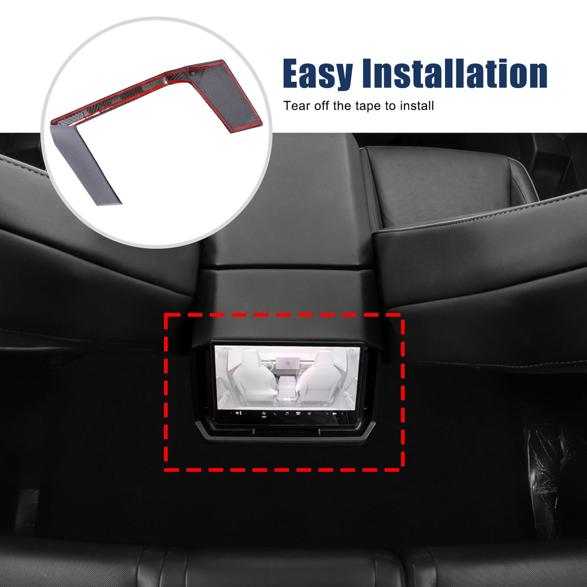 Real Carbon Fiber Rear Display Screen Trim Cover For Tesla Cybertruck 2024+ 15