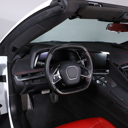 Carbon fiber Style Steering Wheel Top Lower Handle Cover Trim For C8 Corvette 16