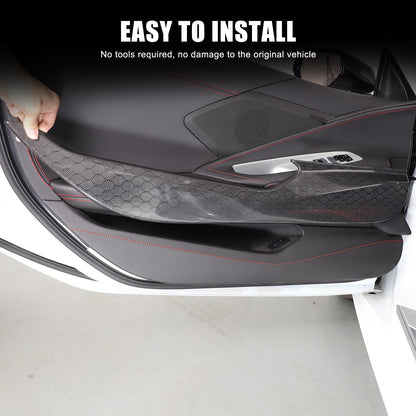 Honeycomb Real Carbon Fiber Door Anti-Kick Panel Trim For Corvette C8 2020+ 17