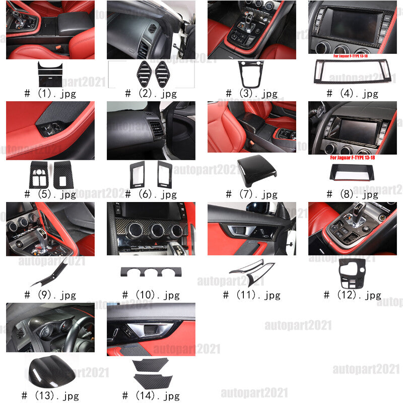 ABS Carbon Fiber Interior Full Set Cover Trim Kit For Jaguar F-type X152 2013-25 - Styles 11-15 48