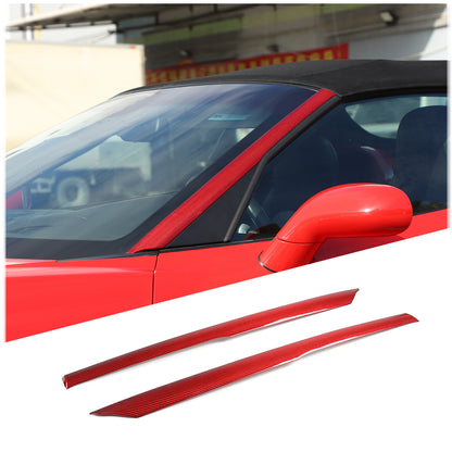 Red Carbon Fiber Exterior Windshield A-Pillar Cover Trim For Corvette C6 05-13 2