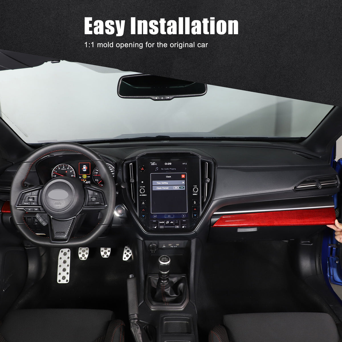 Red Real Carbon Fiber Center Console Panel Trim For Subaru WRX VB Crosstrek 22+ 8