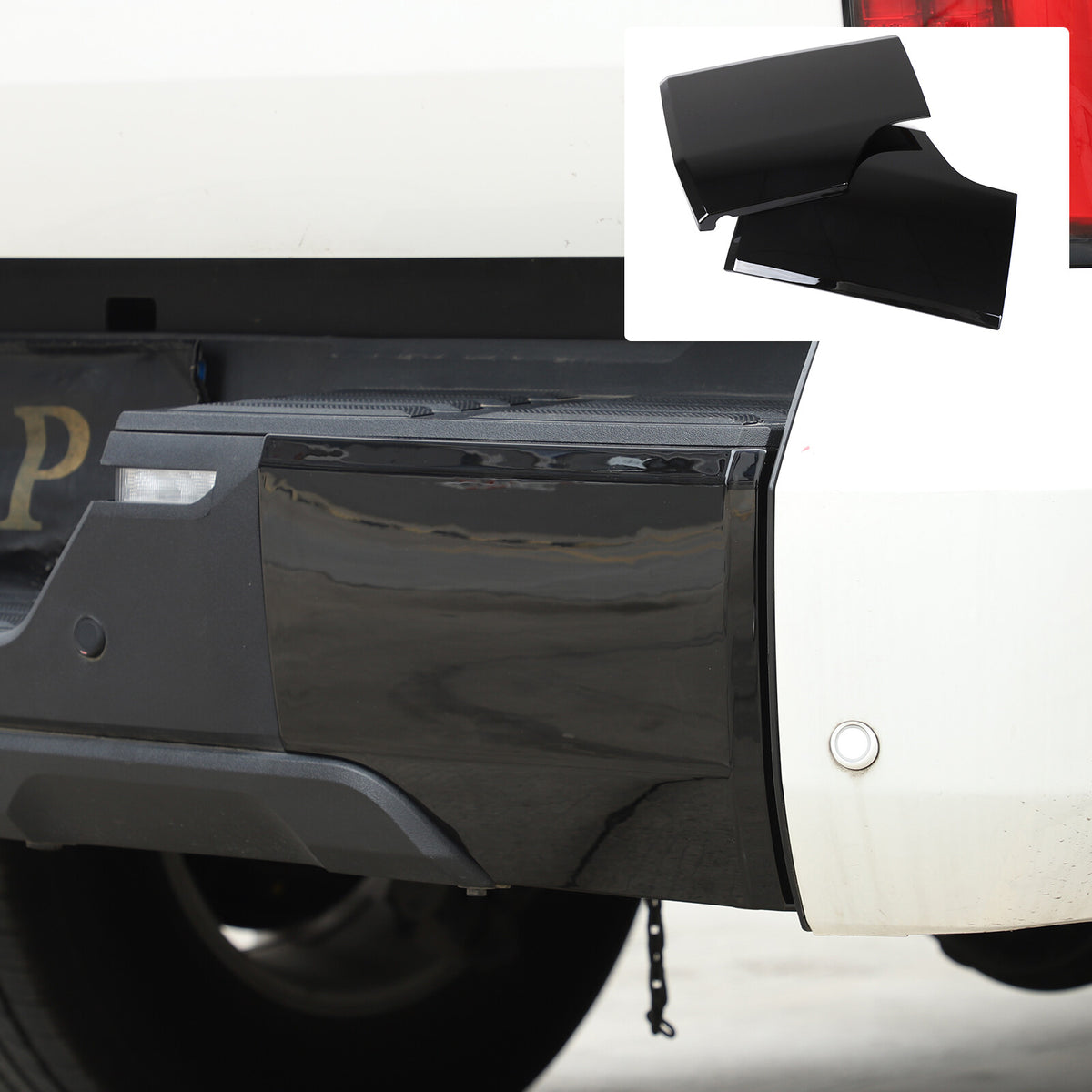 Glossy Piano Black ABS Rear Bumper Panel Trim Cover For Toyota Tundra 2022+ 1