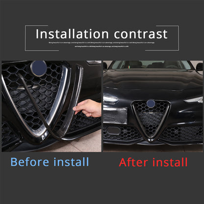 Real Carbon Fiber Front Grille & Emblem Badge Trim For Alfa Romeo Giulia 17+ US 7