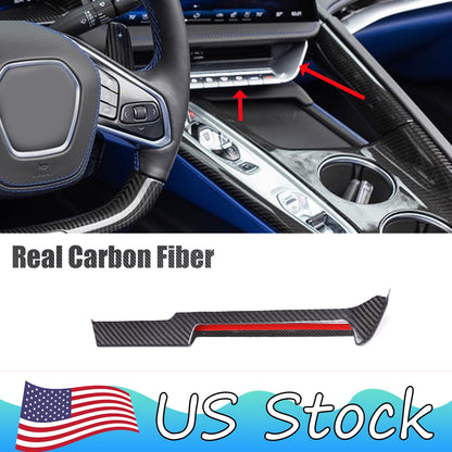 Real Carbon Fiber Dashboard Center A/C Vent Trim For Corvette C8 2026+ US 1