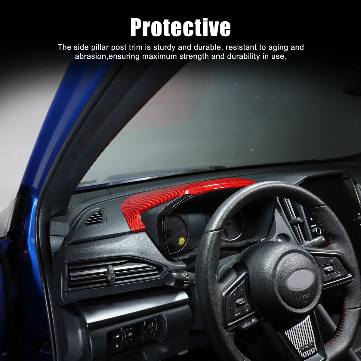 Red Real Carbon Fiber Dashboard Instrument Upper Trim For Subaru WRX VB 2022+ 19