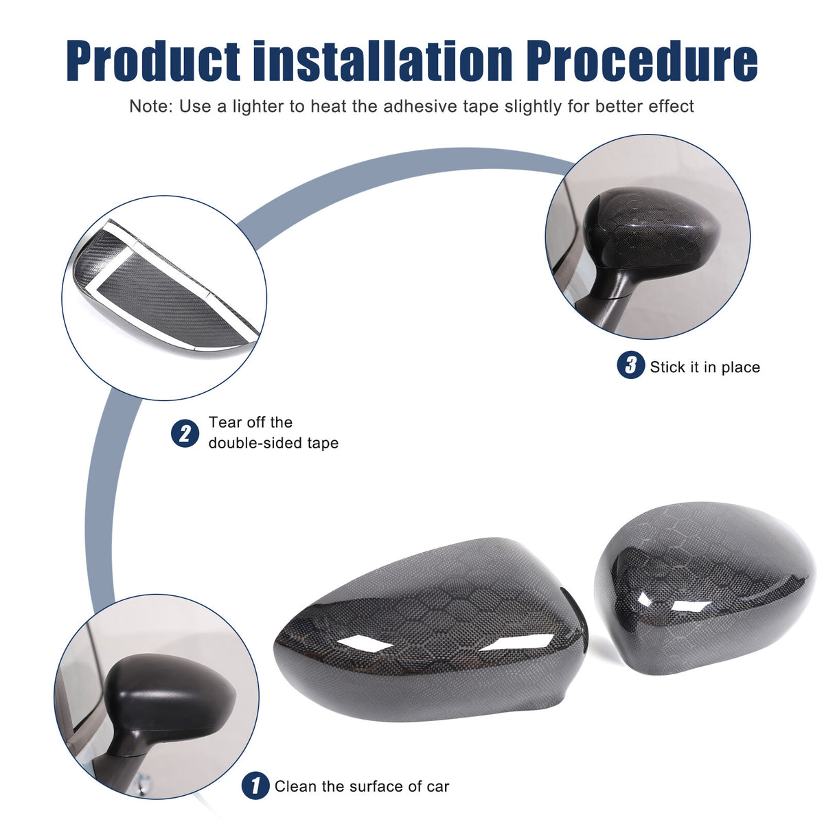 Honeycomb Carbon Fiber Exterior Side Mirror Trim For Fiat 500 Abarth 595 2010+ 6