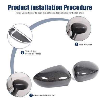 Honeycomb Carbon Fiber Exterior Side Mirror Trim For Fiat 500 Abarth 595 2010+ 6