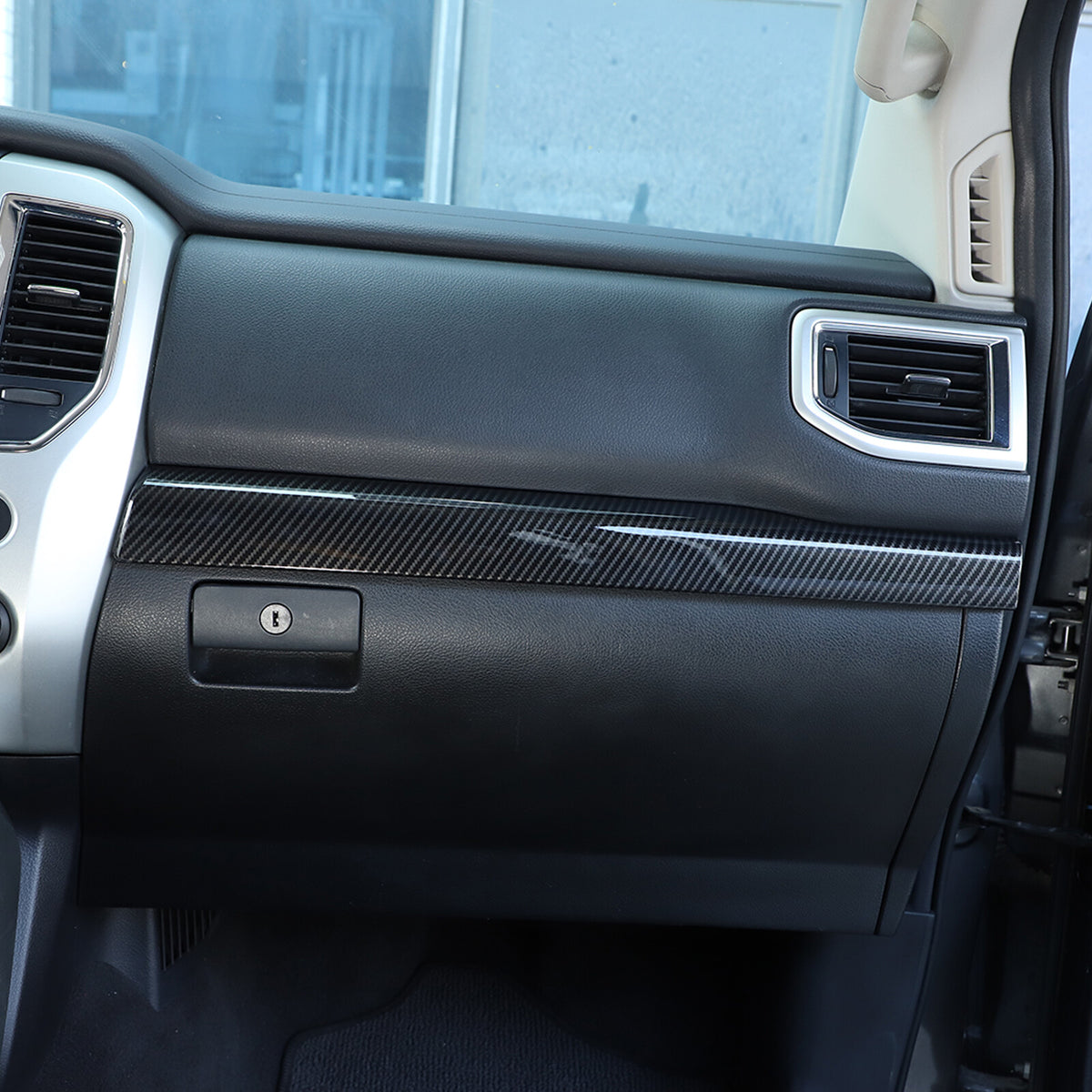 Carbon fiber Look Dashboard Center Console Trim Cover for Nissan Titan 2016-23 15