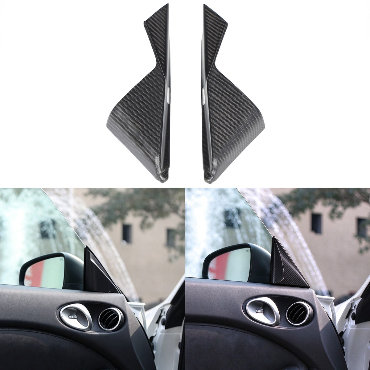 Matte Real Carbon Fiber Front Inner A-Pillar Trim For Nissan 370Z Z34 2009-2020 1