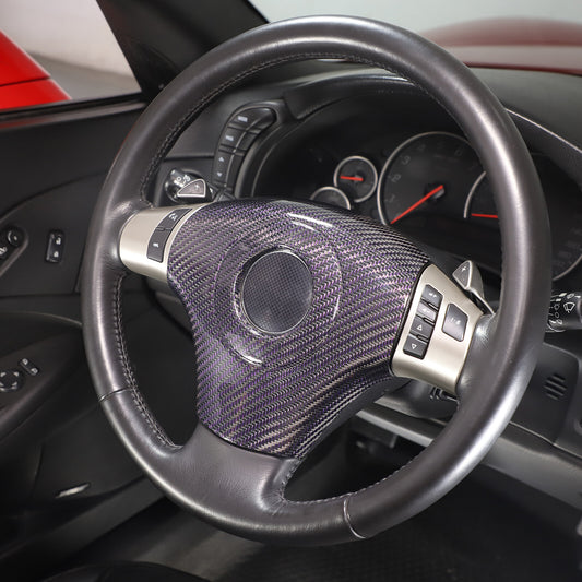 Real Carbon Fiber Center Steering wheel trim cover For Corvette C6 2005-2013 1