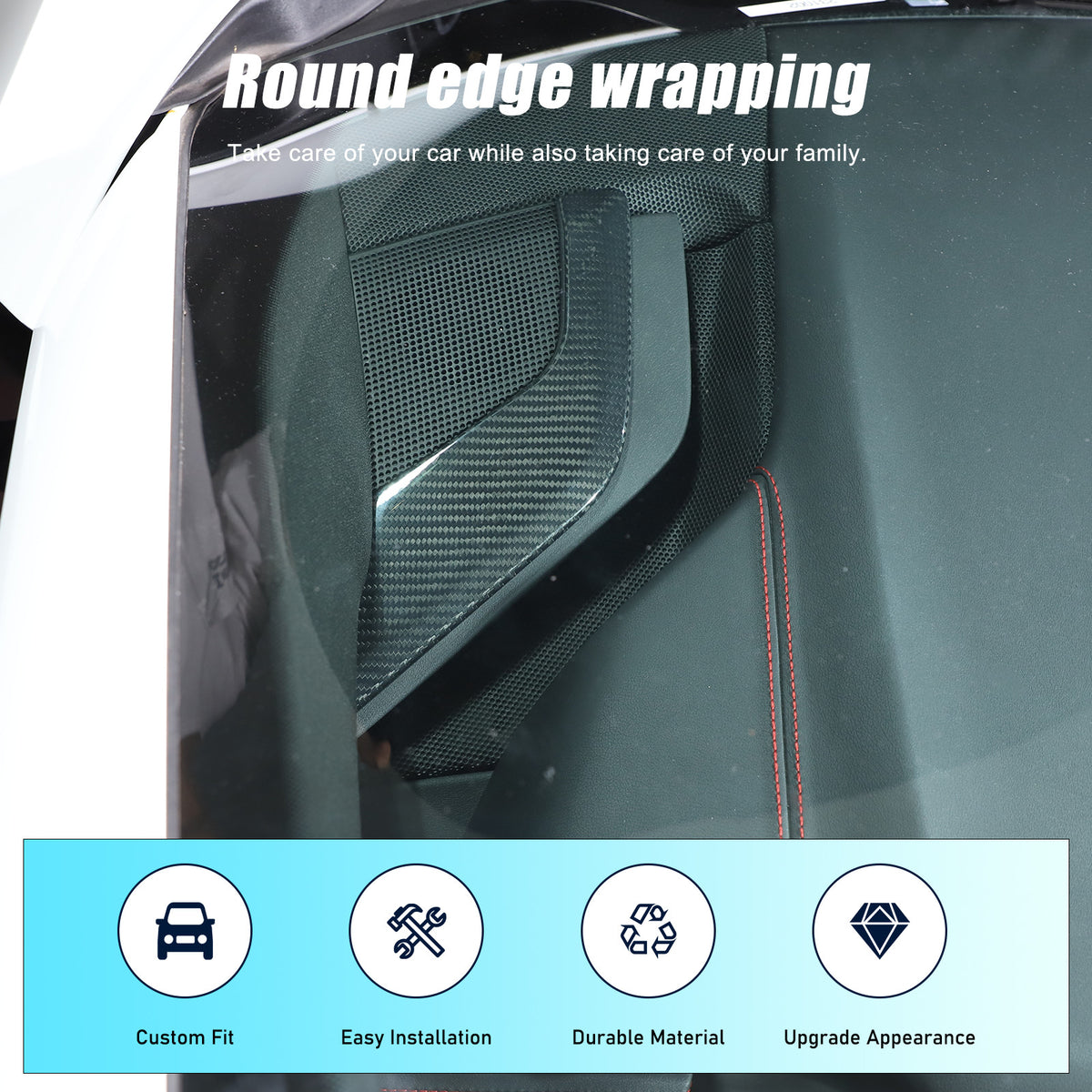 Real Carbon Fiber Dashboard Side Console Pitched Horn Cover For Corvette C8 20+ 18