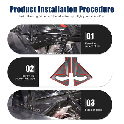 Honeycomb Carbon Fiber Engine Bay Corner Base Cover Overlay For Corvette C8 20+ 15