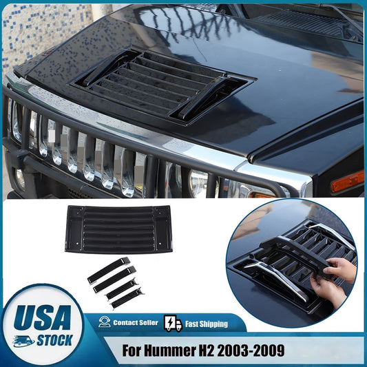 Piano Black Hood Air Deck Vent Grille Panel W Handle Trim For Hummer H2 03-09 US 1