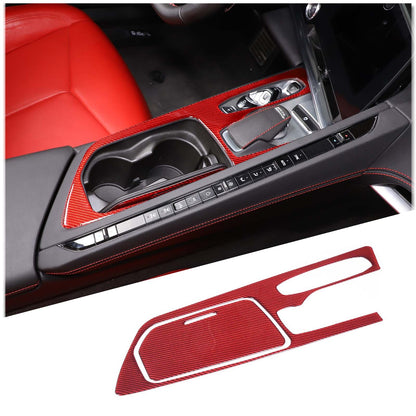 Red Soft Carbon Fiber Interior Decor Trim Kit Cover Set For Corvette C8 20-25 238