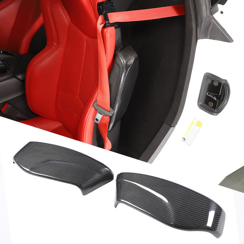 Real Dry Carbon Fiber Seat Side Cover Trim For Corvette C8 2020+ 22