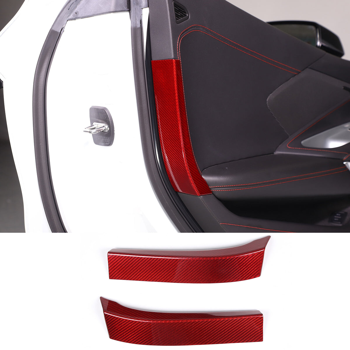 Red Real Carbon Fiber Interior Set Decor Trim Set for Corvette C8 Coupe 20-25 21