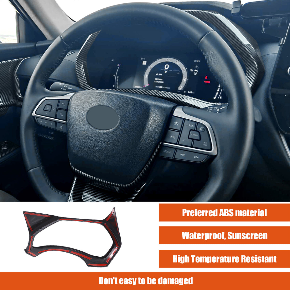Carbon Fiber ABS Dashboard Instrument Trim For Toyota Grand Highlander 2024+ US 9