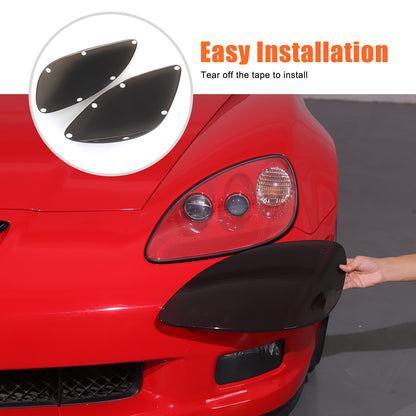 Transparent Gray Smoked Front Headlight Blackout Trim For Corvette C6 2005-2013 23
