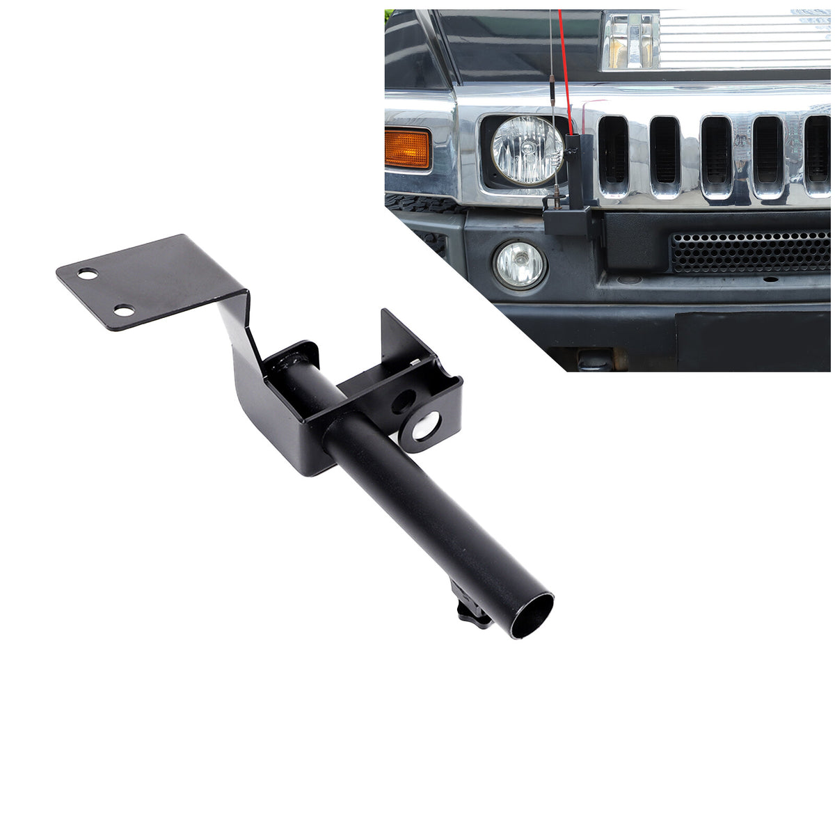 Front Bumper Flagpole Holder Antenna Mount Bracket For Hummer H2 2003-2009 11