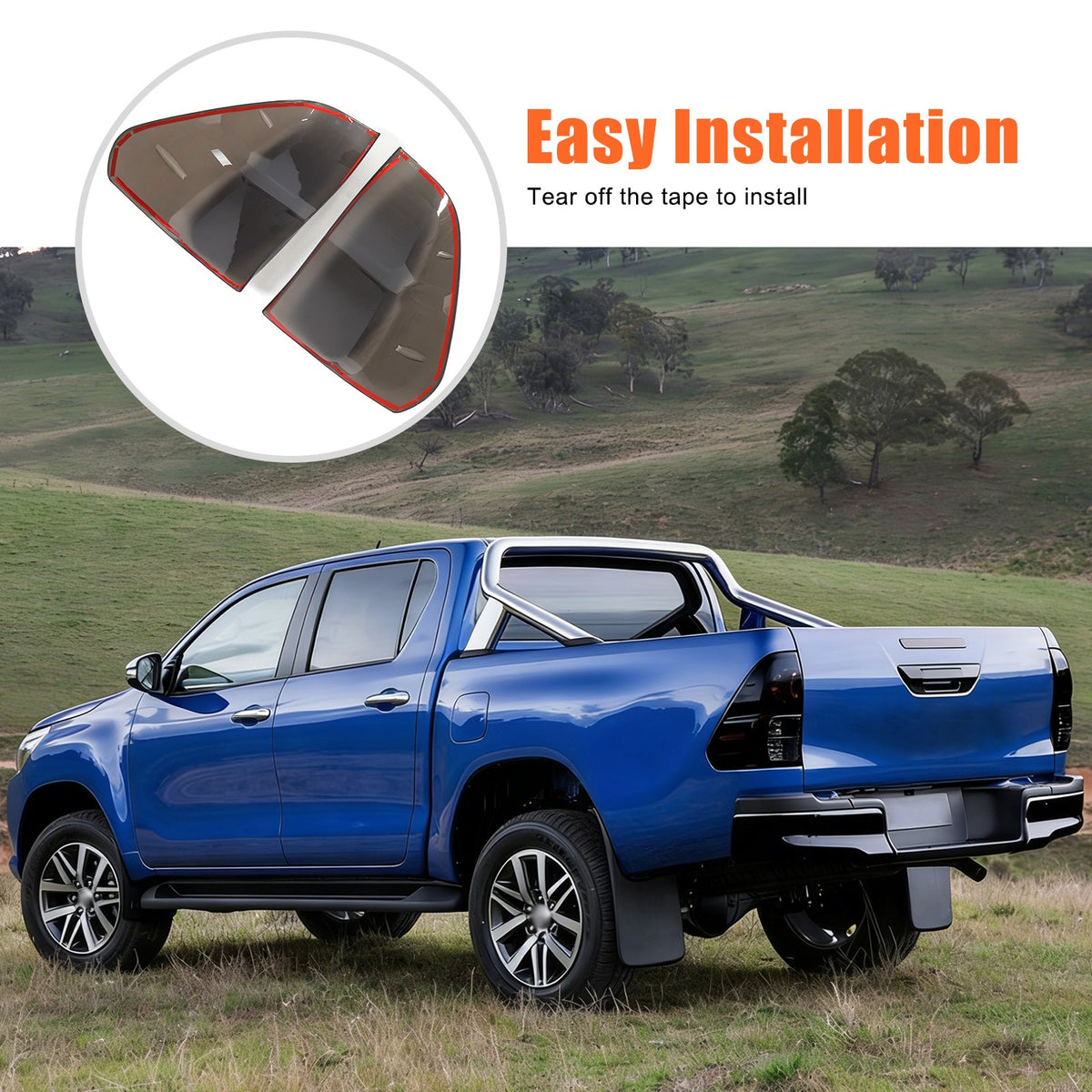 Smoked Black Rear Tail Light Guard Cover Trim Bezel For Toyota Hilux 2015-2019 5