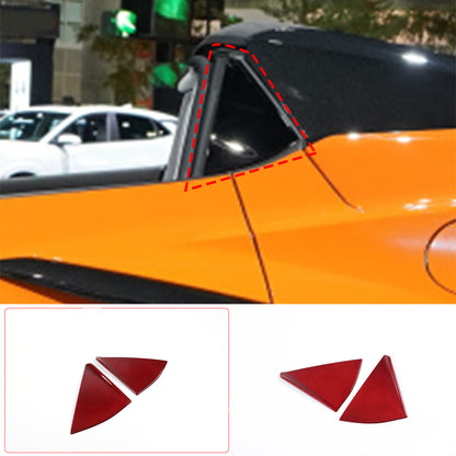 Red Real Carbon Window Triangle Cover Trim For Corvette C8 Convertible Z06 Z51 2