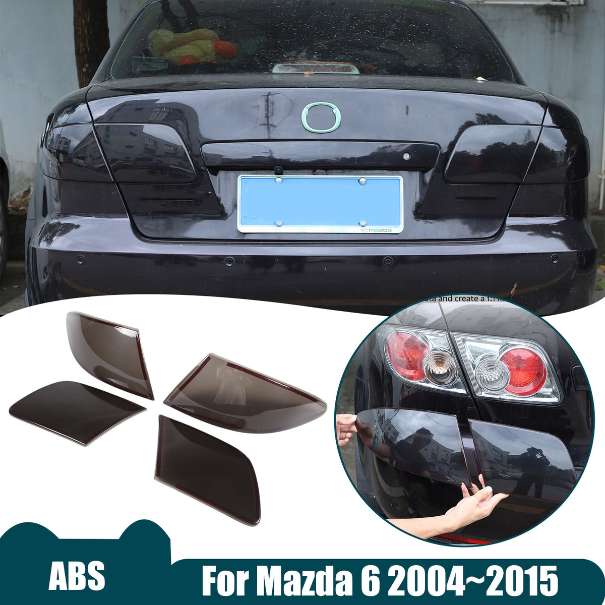 Smoked Black Tail Light Lamp Guard Cover Trim Bezels for Mazda 6 GG 2004~2008 1