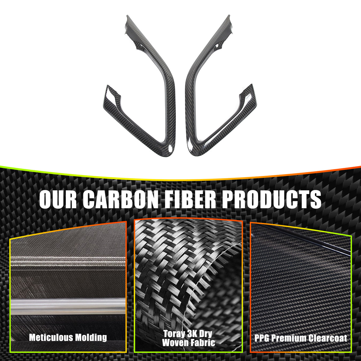 Real Carbon Fiber Interior Door Handle Frame Cover Trim For Nissan R35 GT-R GTR 3