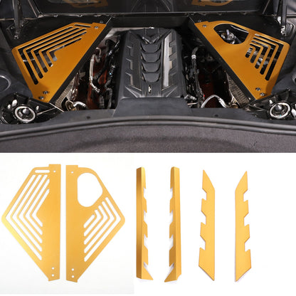 Yellow Alloy Engine Bay Panel Rear Crossmember Cover Set For CORVETTE C8 2020+ 1