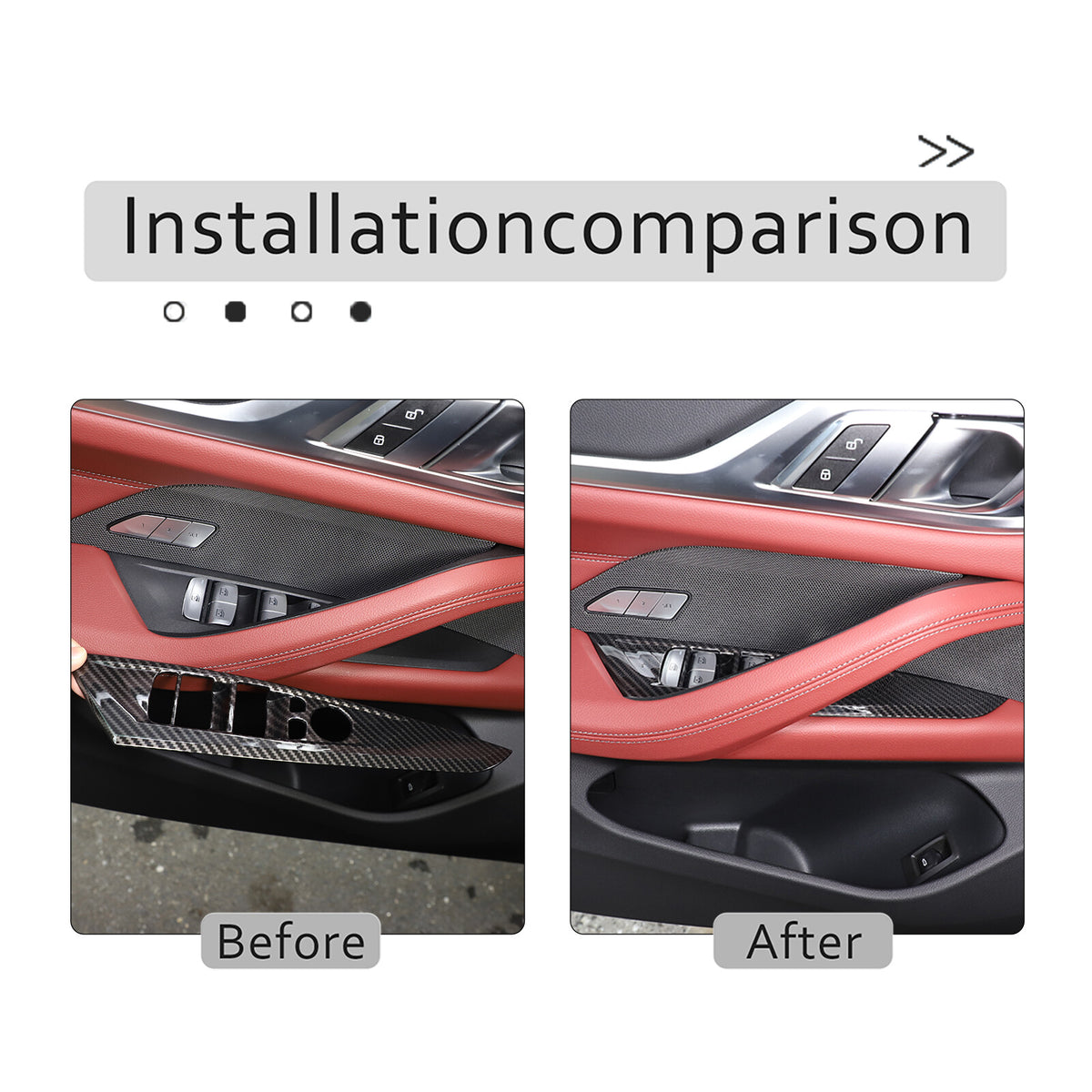 Window Lift Switch Trim Frame For BMW 4 Series 2021-2022 Carbon Fiber Style US 15