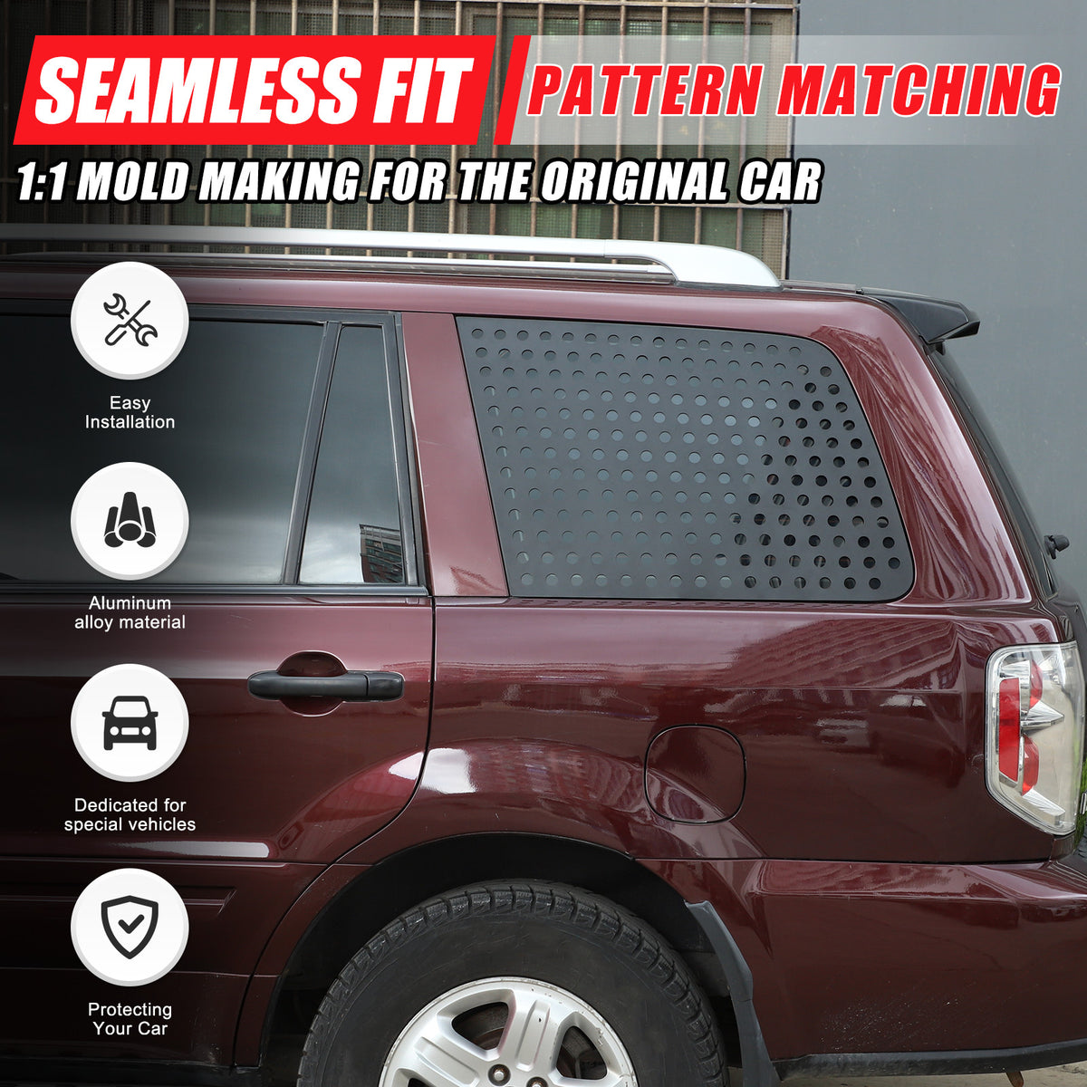 Exterior Rear Quarter Door Window Pillar Cover Trim For Honda Pilot 2003-2008 17