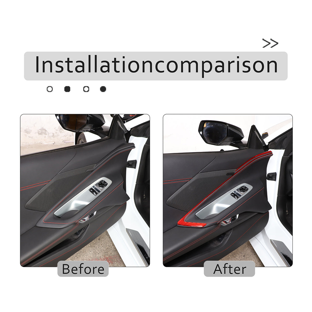 Red Soft Carbon Fiber Interior Decor Trim Kit Cover Set For Corvette C8 20-25 209